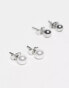 Фото #4 товара Pieces 3 pack pearl & diamante stud earrings in silver & white