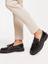 ASOS DESIGN loafers in black leather with chunky sole and contrast stitch