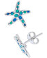 ფოტო #1 პროდუქტის Lab-Created Blue Opal Starfish Stud Earrings in Sterling Silver