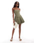 Extro & Vert bandeau pleated mini dress in khaki