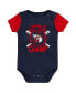 ფოტო #3 პროდუქტის Newborn and Infant Boys and Girls Navy, Red Cleveland Guardians Little Champ Three-Pack Bodysuit Bib and Booties Set