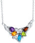 Фото #2 товара Macy's multi-Gemstone (4-1/10 ct. t.w.) & Diamond (1/20 ct. t.w.) Cluster 18" Statement Necklace in Sterling Silver