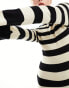 Фото #6 товара Pretty Lavish striped slash neck midaxi dress in black and beige
