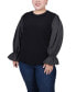 Фото #1 товара Plus Size Long Sleeve Top with Printed Sleeves