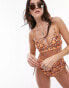 Фото #1 товара Topshop – Triangel-Bikinioberteil mit Rüschen und braunem Blümchenmuster