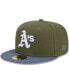 Фото #4 товара Men's Olive, Blue Oakland Athletics 59FIFTY Fitted Hat