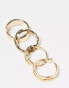 Фото #3 товара ASOS DESIGN pack of 4 rings with molten design in gold tone