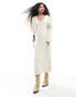 Фото #2 товара 4th & Reckless Petite – Flauschiges Maxi-Pulloverkleid aus Wollmixstrick in Creme mit V-Ausschnitt