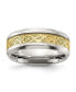Фото #1 товара Stainless Steel Polished Yellow IP-plated Inlay 8mm Band Ring