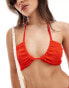 Фото #2 товара ASOS DESIGN Amy crinkle bandeau halter bikini top in tomato red