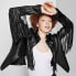 Фото #1 товара Women's Fringe Cropped Faux Leather Jacket - Wild Fable Black XXS