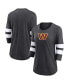 Women's Heathered Charcoal Washington Commanders Primary Logo 3, 4 Sleeve Scoop Neck T-shirt
