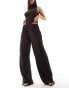 Фото #1 товара ASOS DESIGN co-ord high waist plisse straight leg trousers in chocolate