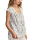 Women's Toile-Print Ruched Tie-Front Top