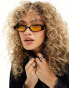 Jeepers Peepers slim angular sunglasses in black with yellow lens