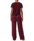 ფოტო #2 პროდუქტის Women's 2-Pc. Short-Sleeve Satin Logo Pajamas Set