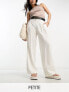 Vero Moda Petite linen touch soft tailored wide leg trousers in white