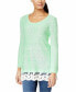 Фото #1 товара Style & Co Womens Lace Hem Marbled Pullover Sweater Green XL
