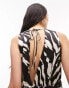 Фото #4 товара Topshop sleeveless riviera midi dress in mono zebra print