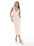 Glamorous frill detail v neck midi dress in soft pink