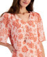 Фото #3 товара Women's Printed Short Flutter-Sleeve Top, Created for Macy's