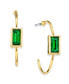 ფოტო #1 პროდუქტის 14K Gold-tone Square Crystal Open Hoop Stainless Steel Post Small Earrings