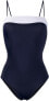 Balmain 278086 Women two-tone logo-band swimsuit size 38 Blue White