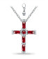 Lab Grown Ruby and Cubic Zirconia Cross Pendant