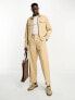 New Look relaxed pleat front trousers in camel