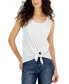 ფოტო #1 პროდუქტის Juniors' Scoop-Neck Solid Tie-Front Tank Top