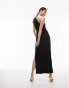 Фото #1 товара Topshop one shoulder rib jersey midi dress in black