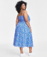Trendy Plus Size Floral-Print Ruched Corset Midi Dress, Created for Macy's