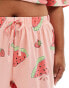 Фото #3 товара ASOS DESIGN Curve watermelon oversized tee & short pyjama set in pink