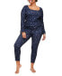 ფოტო #1 პროდუქტის Audra Women's Plus-Size Pajama Long Sleeve Top & Legging Set
