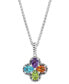 Фото #2 товара EFFY Collection eFFY® Multi-Gemstone Flower 18" Pendant Necklace (3 ct. t.w.) in Sterling Silver