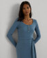 Women's Belted Rib-Knit Henley Dress