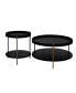 Modern 2-Piece Coffee and End Table Set with Stackable Design and Stainless Steel Legs