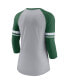 ფოტო #6 პროდუქტის Women's Heathered Gray, Green New York Jets Stripe Mesh Nickname Tri-Blend 3/4-Sleeve T-shirt