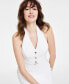 ფოტო #4 პროდუქტის Women's Sleeveless Halter-Neck Button-Front Dress