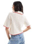 Фото #3 товара ASOS DESIGN mesh stitch cardigan with tipping detail in cream