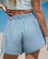 Women's Denim High-Rise Ruffled Shorts Голубой, Large - фото #3