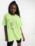 ASOS DESIGN Oversized t-shirt in embroidered cutwork in lime