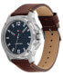 ფოტო #2 პროდუქტის Men's Brown Leather Strap Watch 44mm