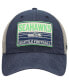 Фото #3 товара Men's Navy, Natural Seattle Seahawks Four Stroke Clean Up Snapback Hat