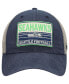 ფოტო #3 პროდუქტის Men's Navy, Natural Seattle Seahawks Four Stroke Clean Up Snapback Hat