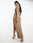 Simmi thigh split knot detail maxi skirt co-ord in brown