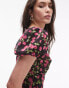 Фото #4 товара Topshop ruched sleeve occasion dress in red floral print