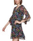 Фото #3 товара Women's 3/4-Sleeve Printed Chiffon Dress
