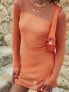4th & Reckless X Amaka Hamelijnck tropic knitted mini summer dress in bright orange