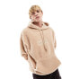 Фото #6 товара ASOS ACTUAL oversized hoodie with front and back embroidery in beige borg